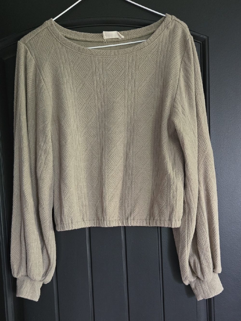 Altar'd State Sage Green Textured Knit Scoop Neck Sweater